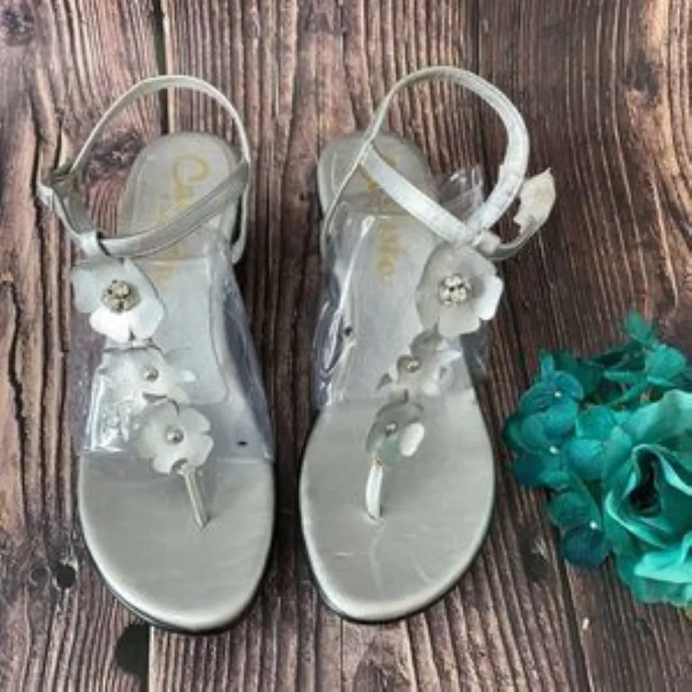 Callisto Gray Gia Open Toe Platform Sandals 6.5M