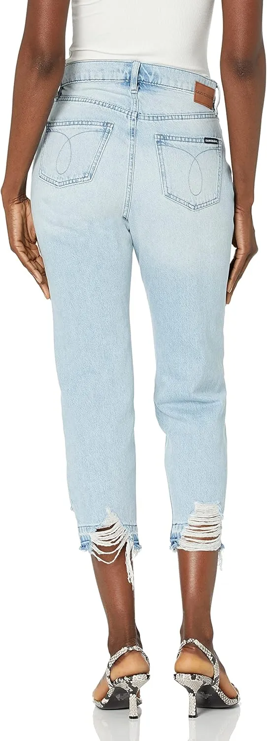 Calvin Klein Women's Jeans Hi Rise Straight Leg Crop W/Destructed Hem Vintage Denim