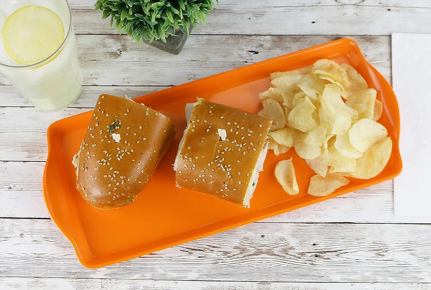Calypso Basics Plastic Tidbit Melamine Sandwich Tray, Orange