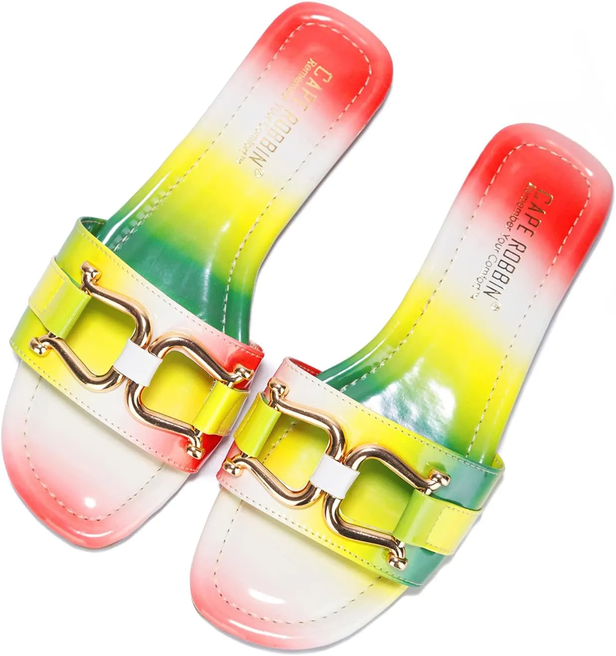 Cape Robbin Alani Flat Sandals Slides for Women, Womens Mules Slip On Shoes - Ombre Size 7