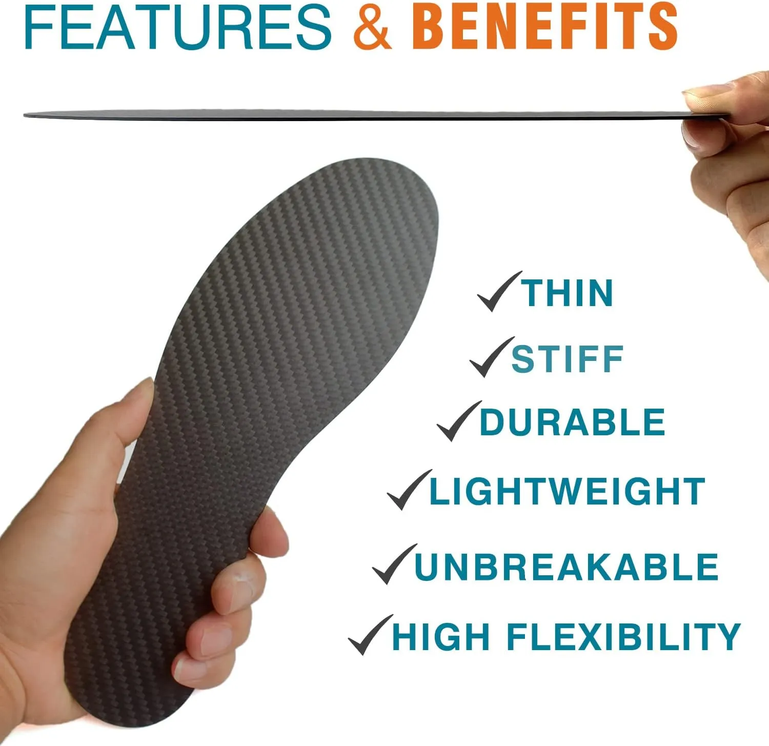 Carbon Fiber Insole, Rigid Insert for Foot Arthritis, Mortons Toe, Turf Toe, Hallux Limitus, Hallux Rigidus, 1 Piece 23.5cm(Fit Women's Size 8, Men's 7)