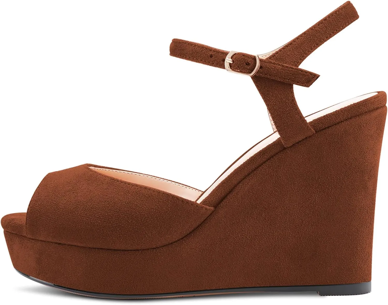 Castamere Women Chunky Block High Wedge Platform Heel Peep Open Toe Ankle Strap Sandals Slingback Buckle Classic 3.9 Inches Heels