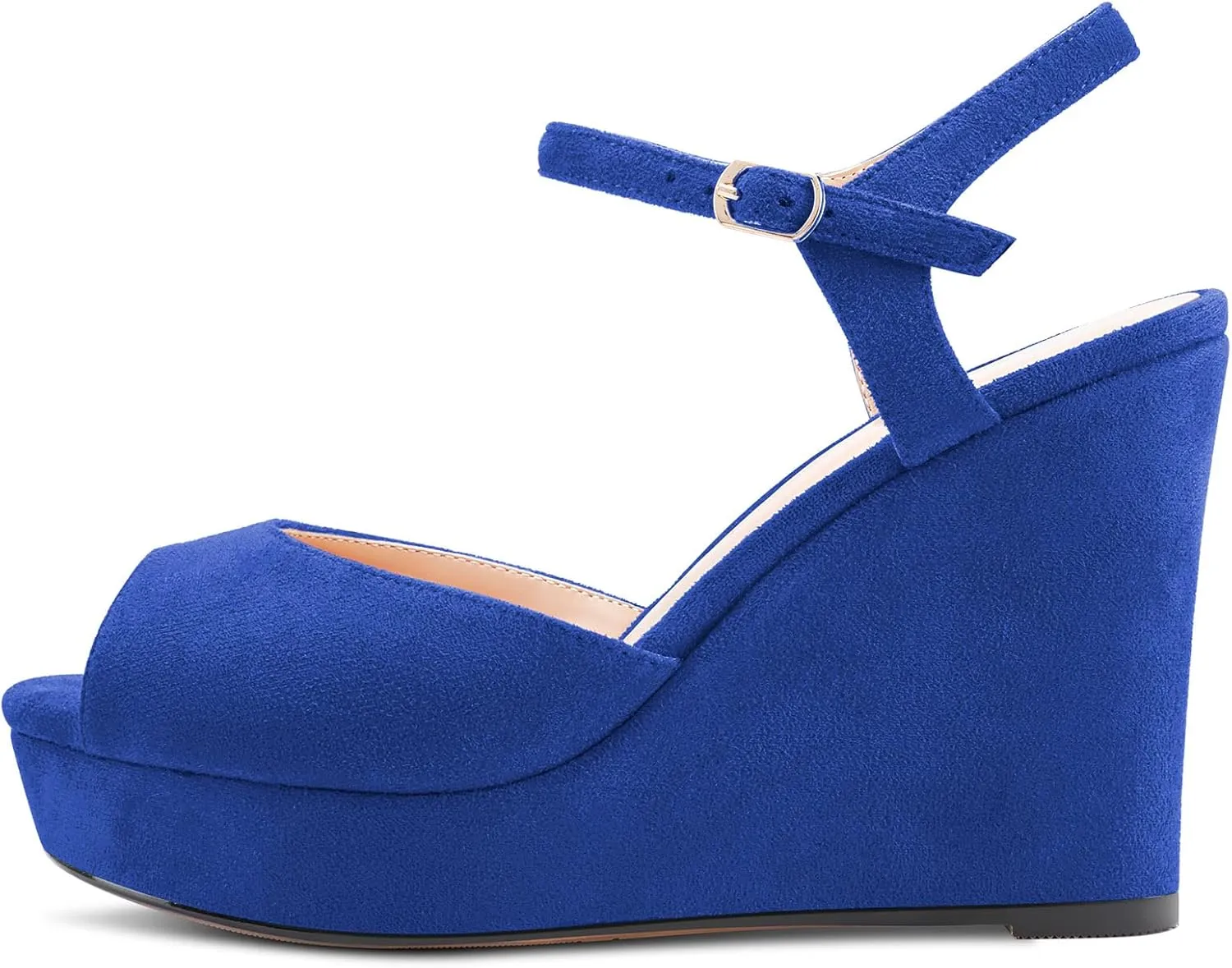 Castamere Women Chunky Block High Wedge Platform Heel Peep Open Toe Ankle Strap Sandals Slingback Buckle Classic 3.9 Inches Heels