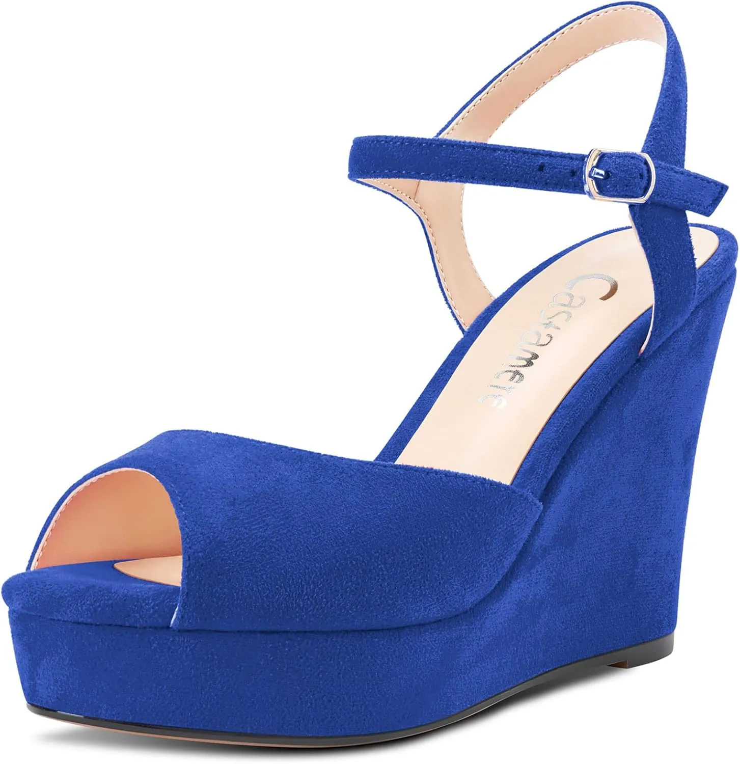 Castamere Women Chunky Block High Wedge Platform Heel Peep Open Toe Ankle Strap Sandals Slingback Buckle Classic 3.9 Inches Heels