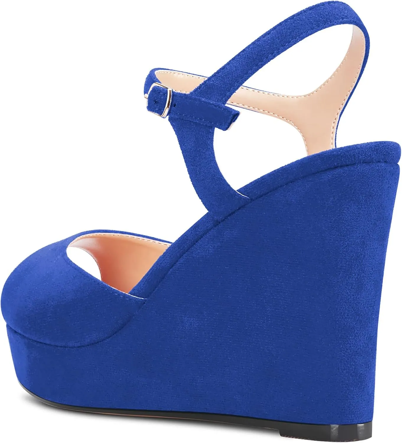 Castamere Women Chunky Block High Wedge Platform Heel Peep Open Toe Ankle Strap Sandals Slingback Buckle Classic 3.9 Inches Heels