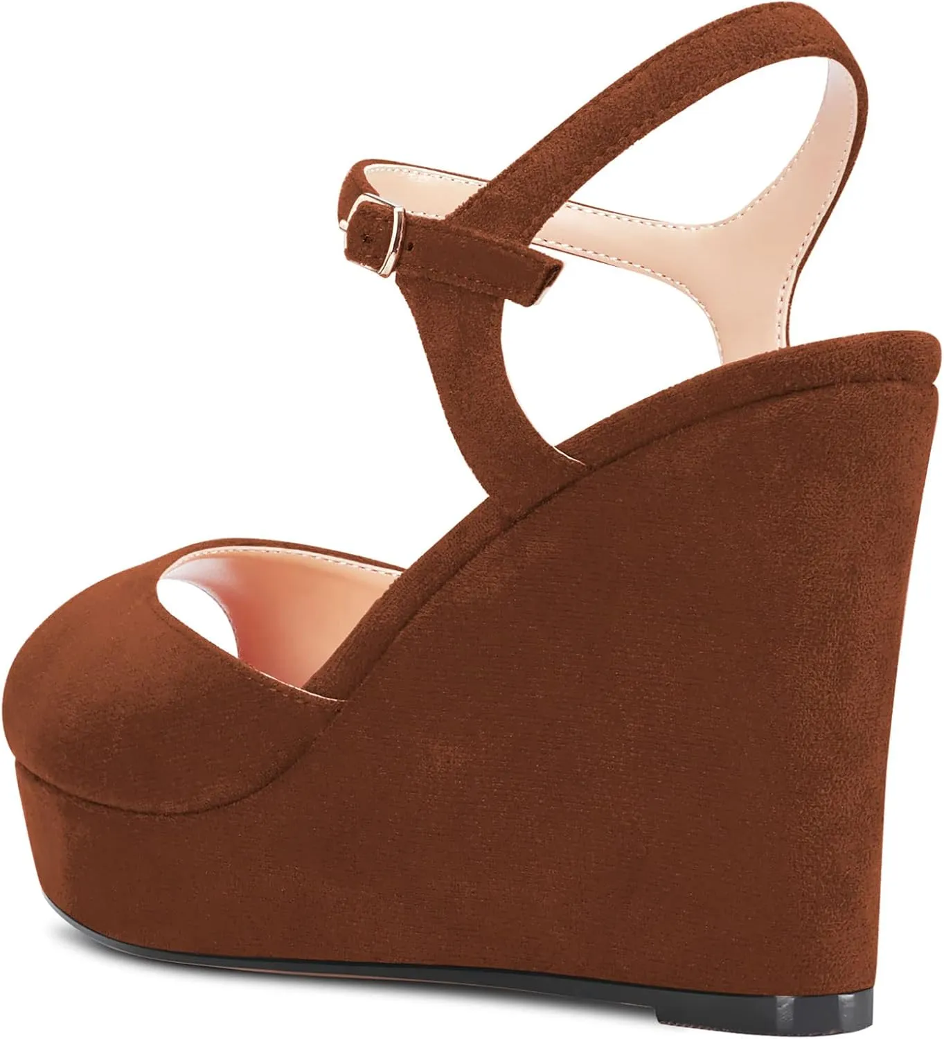 Castamere Women Chunky Block High Wedge Platform Heel Peep Open Toe Ankle Strap Sandals Slingback Buckle Classic 3.9 Inches Heels