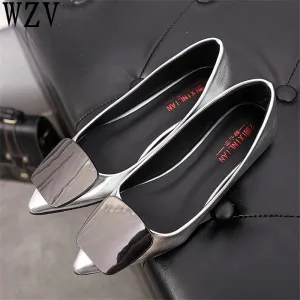 Casual Price-conscious Metal Loyal customers Toe Shoes Ladies Loafers Slip Women Leather Flat Shoes woman Flats Pointed On Buckle Shoes 2019 Women