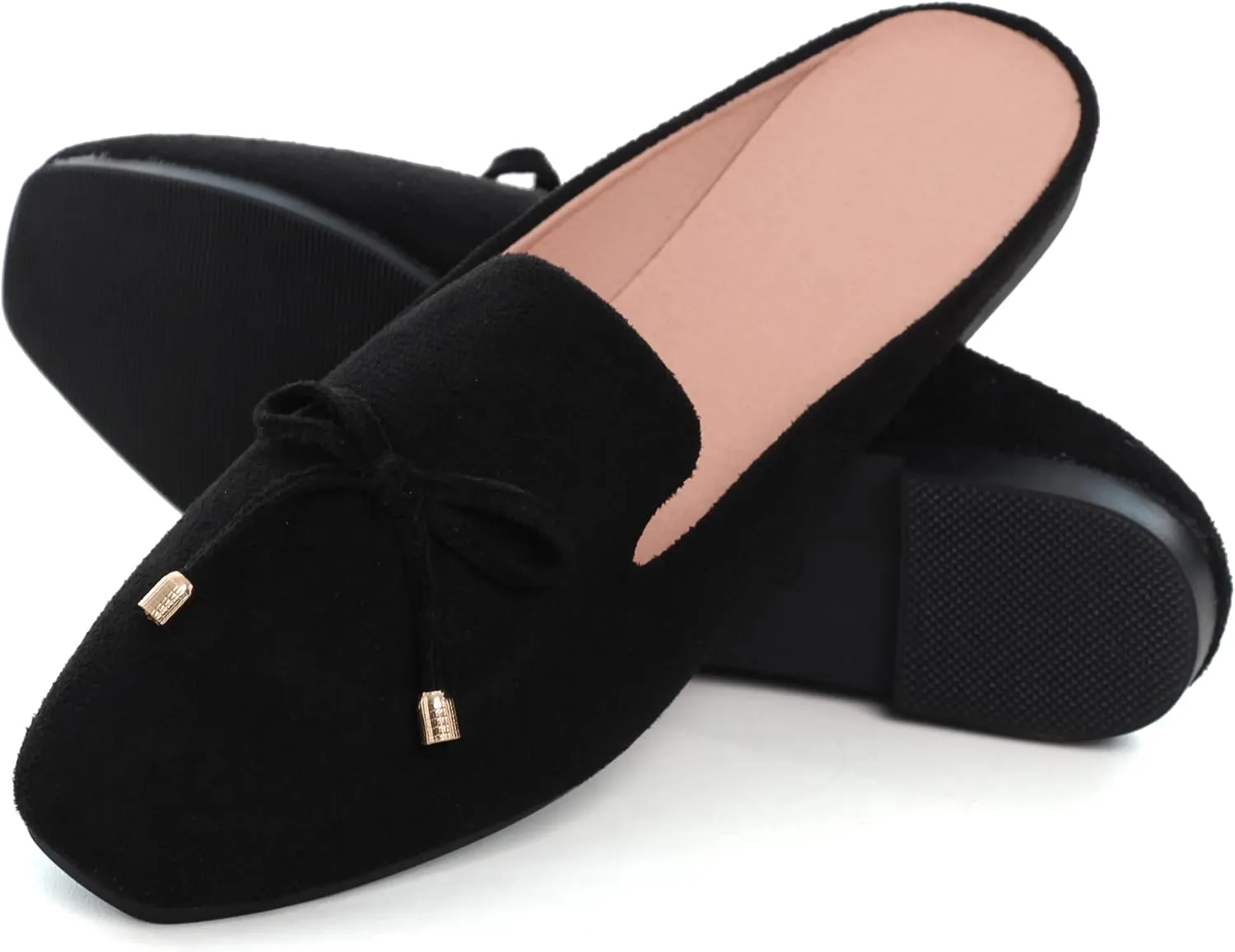 ChaiRong Zhou Ladies Casual Mule Shoes for Summer Square Toe Slip On Outdoor Walking Shoes Mule Flats