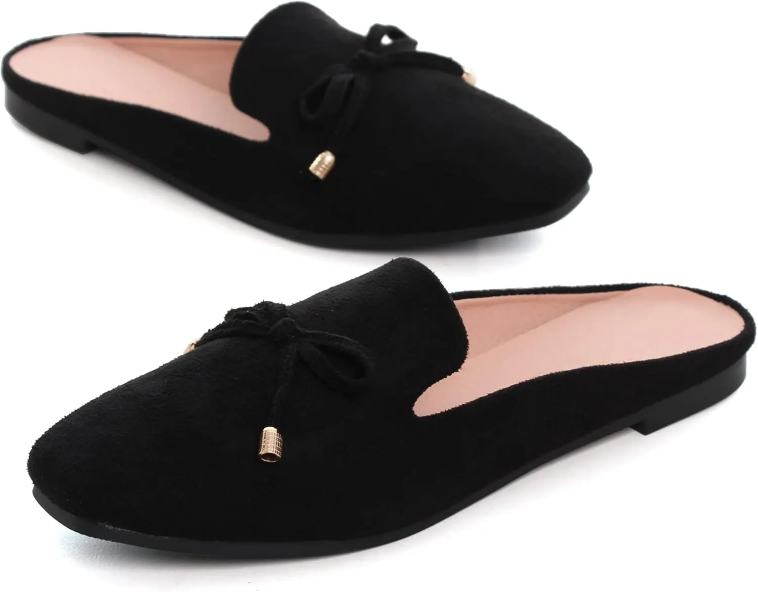 ChaiRong Zhou Ladies Casual Mule Shoes for Summer Square Toe Slip On Outdoor Walking Shoes Mule Flats
