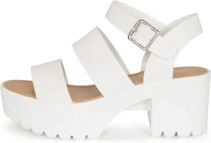 Chariot & Co- Credit- Women's Open Toe Double Band Ankle Buckle Block Heel Platform Lug Sole Sandal