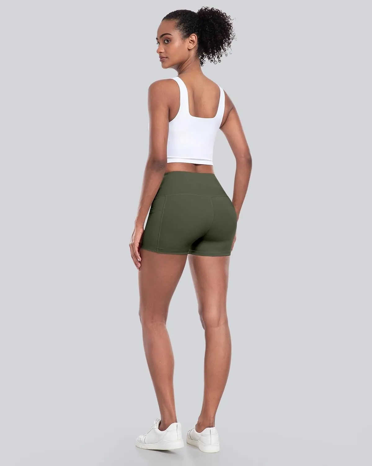 CHRLEISURE Womens Biker Yoga Shorts with Pockets: High Waisted Tummy Control Spandex Workout Athletic Gym Shorts 4 Packs