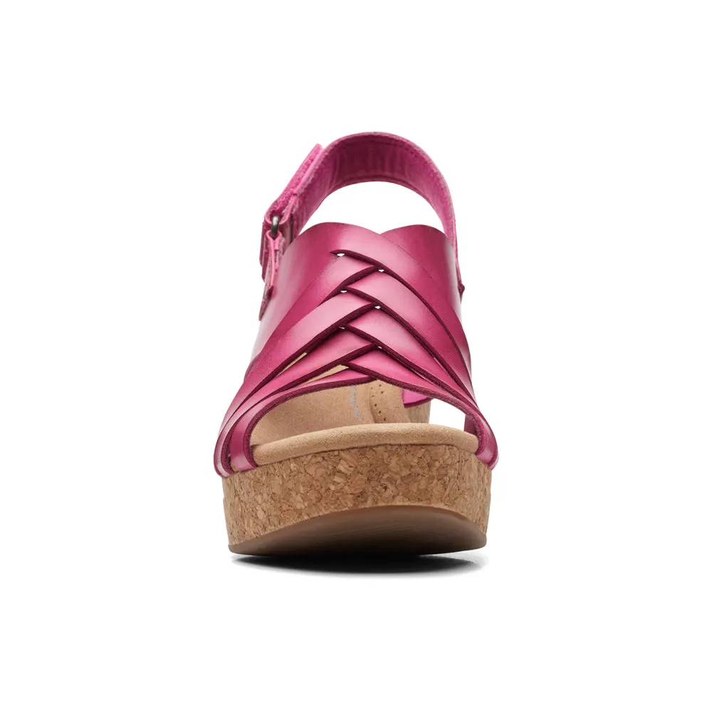 Clarks Giselle Glow Fuchsia Leather Wedge Sandals (Women's)