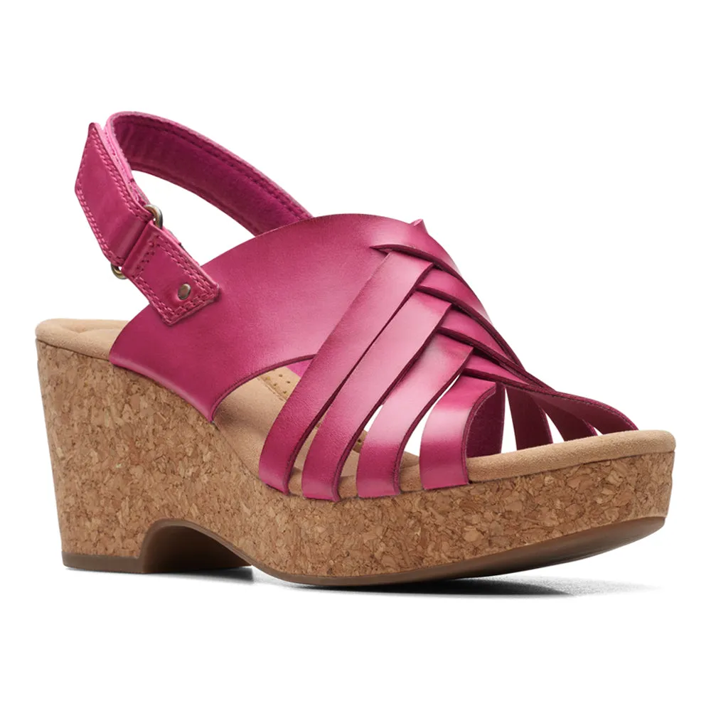 Clarks Giselle Glow Fuchsia Leather Wedge Sandals (Women's)