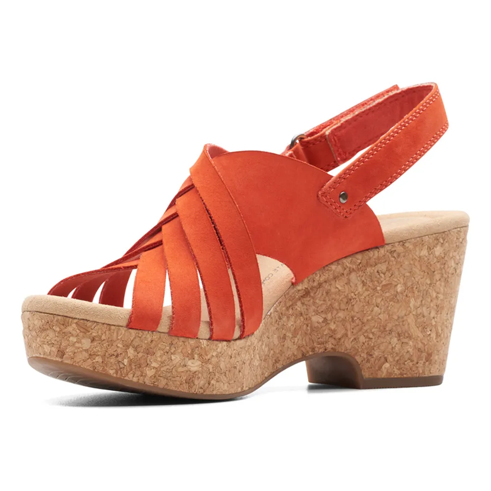 Clarks Giselle Glow Grenadine Nubuck Wedge Sandals (Women's)