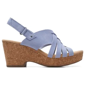 Clarks Giselle Glow Powder Blue Suede Wedge Sandals (Women's)