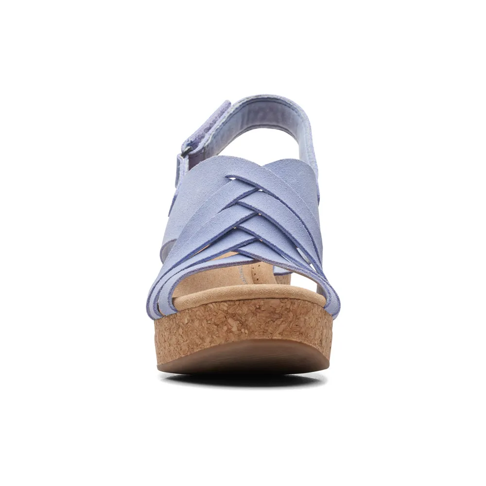 Clarks Giselle Glow Powder Blue Suede Wedge Sandals (Women's)