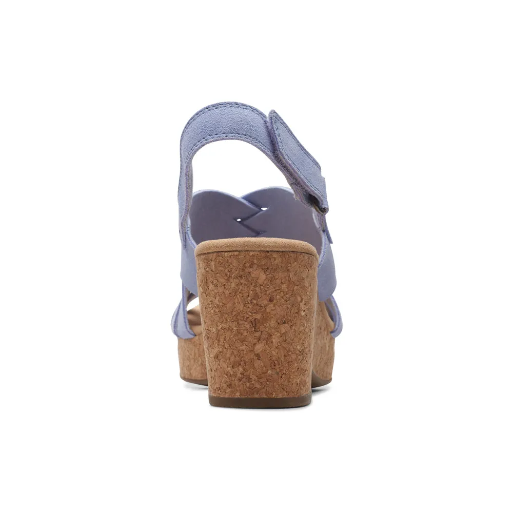 Clarks Giselle Glow Powder Blue Suede Wedge Sandals (Women's)