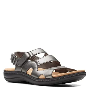 Clarks Laurieann Style Flat Sandal, Pewter Synthetic, 10.5 Medium