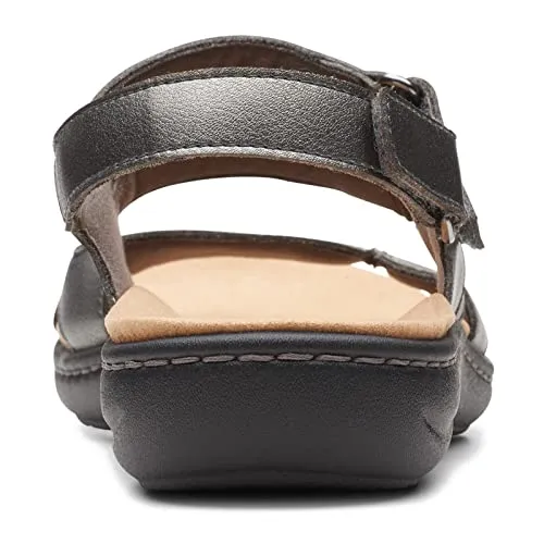 Clarks Laurieann Style Flat Sandal, Pewter Synthetic, 10.5 Medium