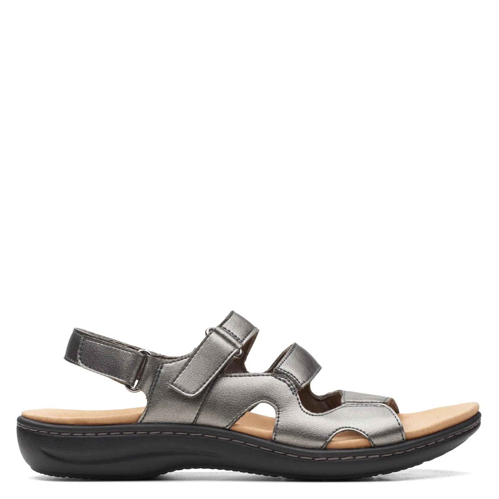 Clarks Laurieann Style Flat Sandal, Pewter Synthetic, 10.5 Medium