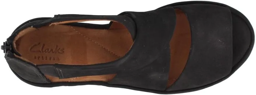 Clarks Womens Clarene Glamor Nubuck Ankle Wedge Sandals