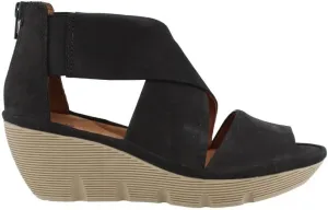 Clarks Womens Clarene Glamor Nubuck Ankle Wedge Sandals