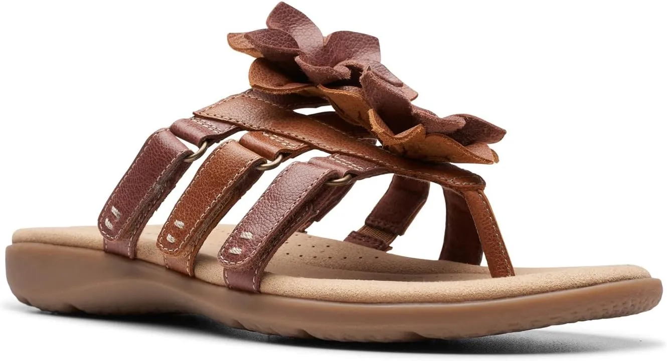 Clarks Womens Elizabelle Mae Floral Print Burnout Thong Sandals