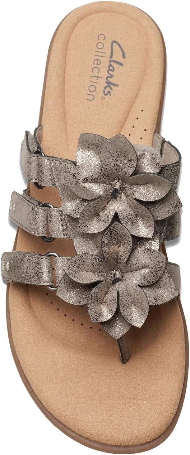 Clarks Womens Elizabelle Mae Floral Print Burnout Thong Sandals