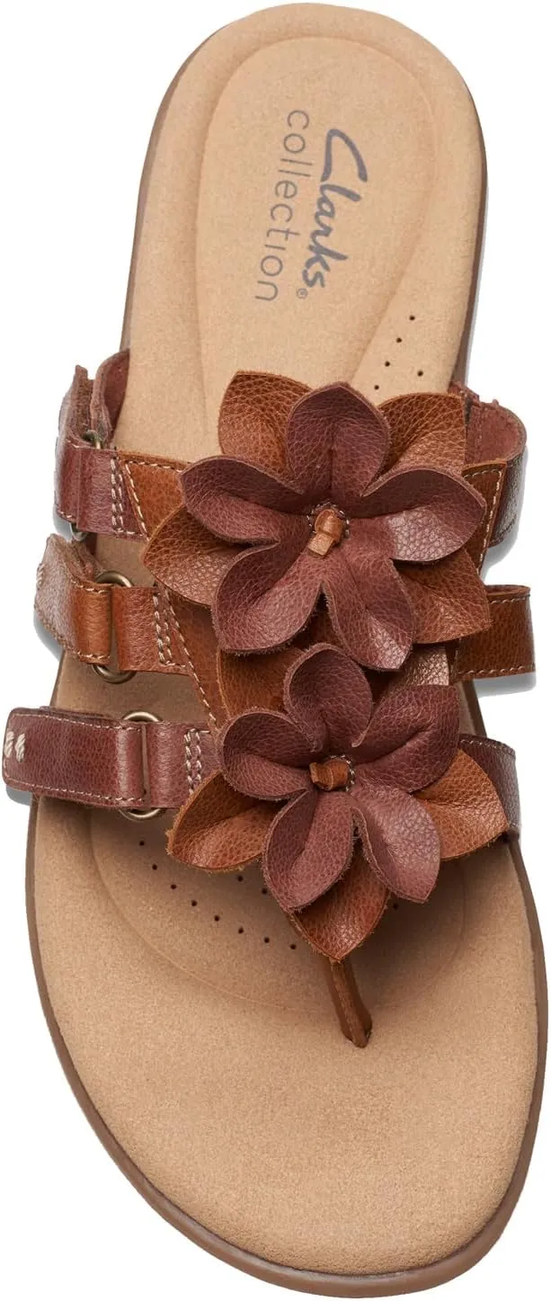 Clarks Womens Elizabelle Mae Floral Print Burnout Thong Sandals
