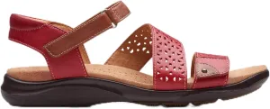 Clarks Women's Kitly Way Flat Sandal, Cherry Leather, 11 Wide, 26177801