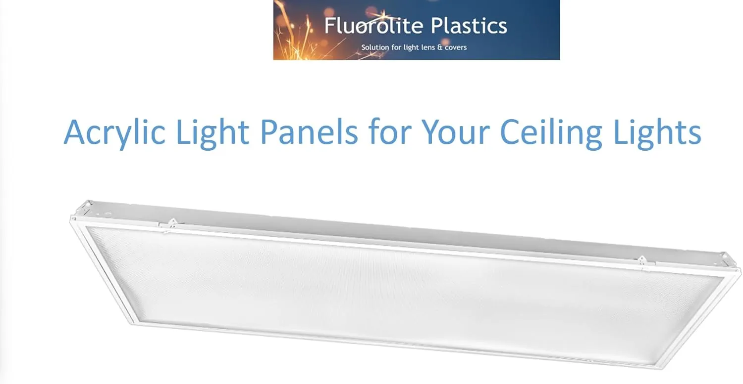 Clear Acrylic Prismatic Lighting Panels | 22.5" X 46.5"| Heavy Duty | 0.125" Thickness | Fluorescent Lighting for Overhead Fixture Cover | Drop Ceiling Light Panels | Fluorolite Plastics | 4 PACK