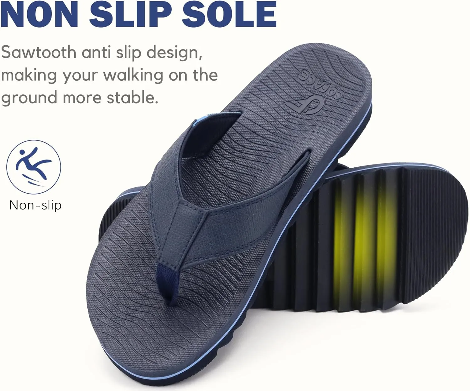 COFACE Flip Flops for Men with Arch Support Mens Sport Beach Thong-Sandals Outdoor 2025 Summer Leather Sandal for Man
