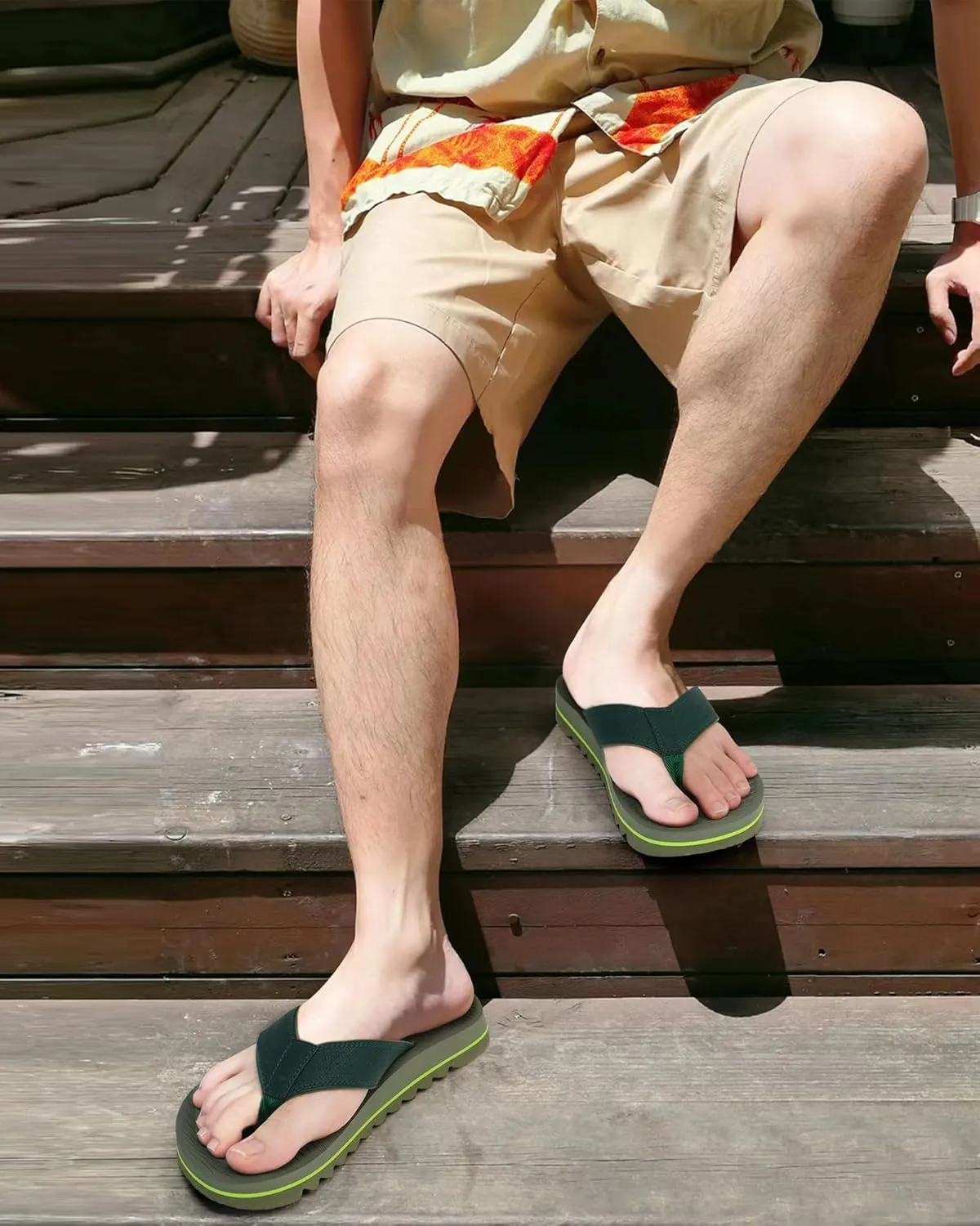 COFACE Flip Flops for Men with Arch Support Mens Sport Beach Thong-Sandals Outdoor 2025 Summer Leather Sandal for Man