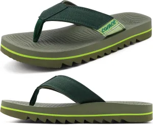 COFACE Flip Flops for Men with Arch Support Mens Sport Beach Thong-Sandals Outdoor 2025 Summer Leather Sandal for Man