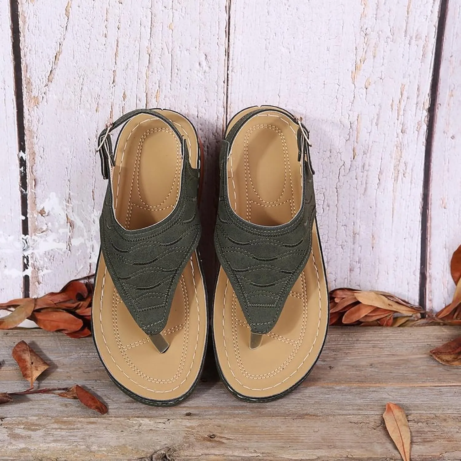 Comfortable Sandals for Women Wiide Width Ankle Strap Flips Flops Summer Dressy Boho Beach Walking Wedge