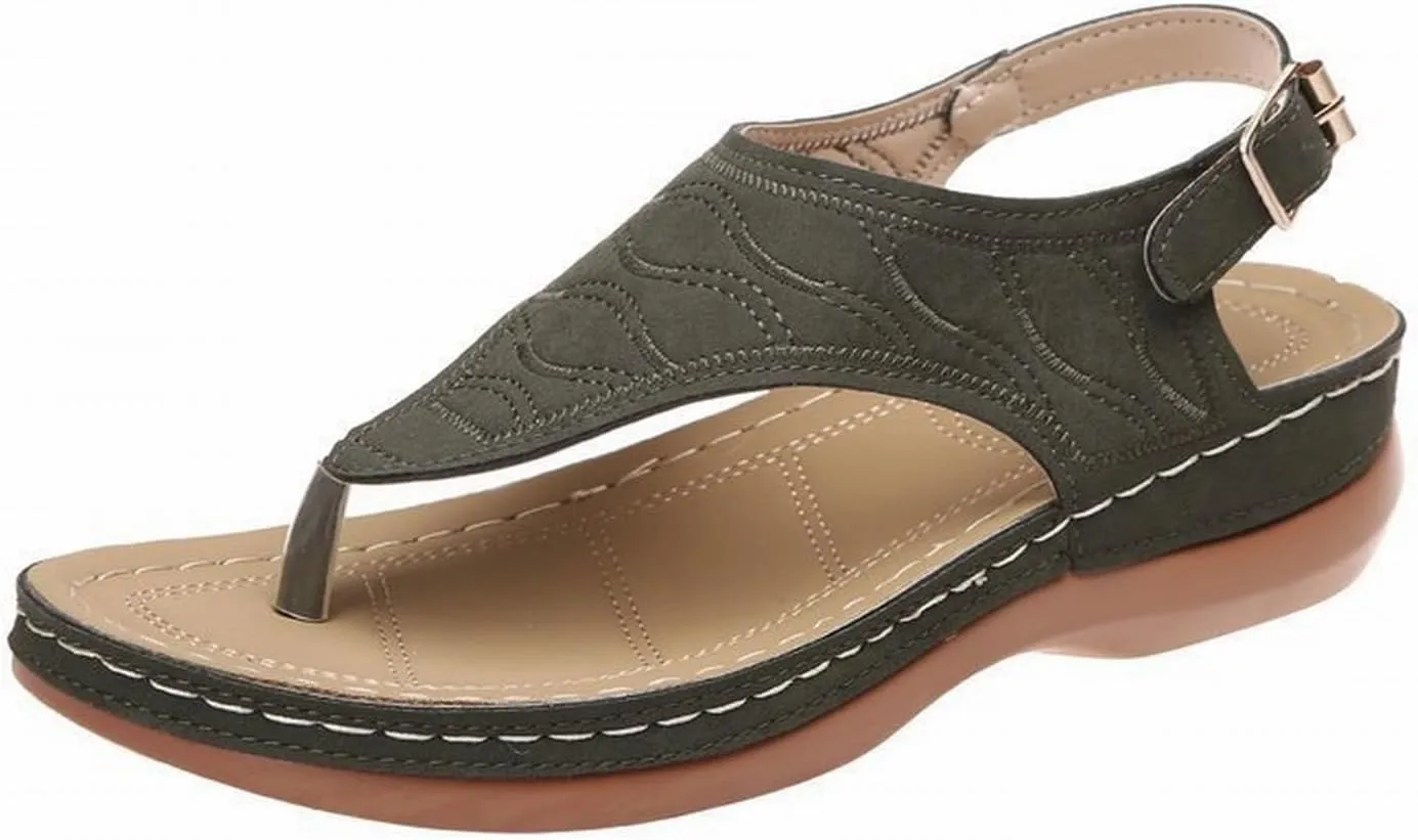Comfortable Sandals for Women Wiide Width Ankle Strap Flips Flops Summer Dressy Boho Beach Walking Wedge