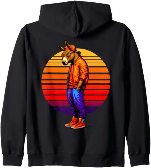 Cool Mule Modern Urban Style Sunset Retro Art Zip Hoodie