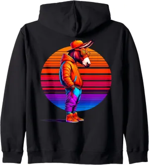 Cool Mule Modern Urban Style Sunset Retro Art Zip Hoodie