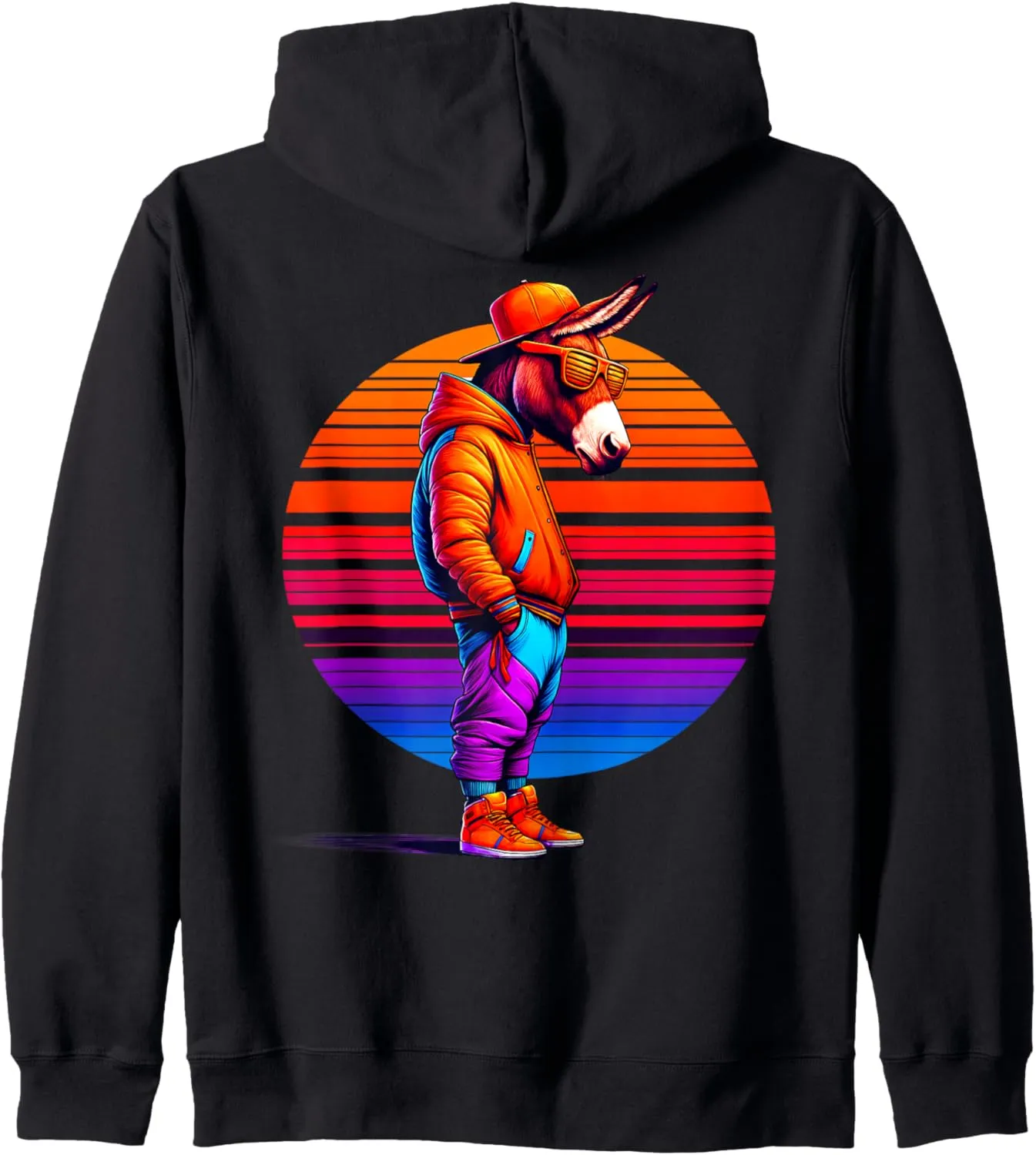 Cool Mule Modern Urban Style Sunset Retro Art Zip Hoodie