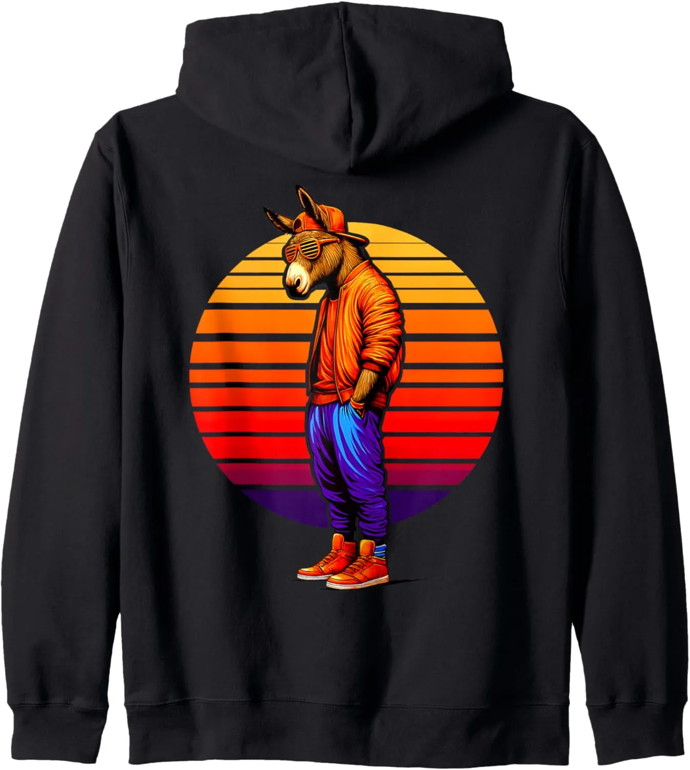 Cool Mule Modern Urban Style Sunset Retro Art Zip Hoodie
