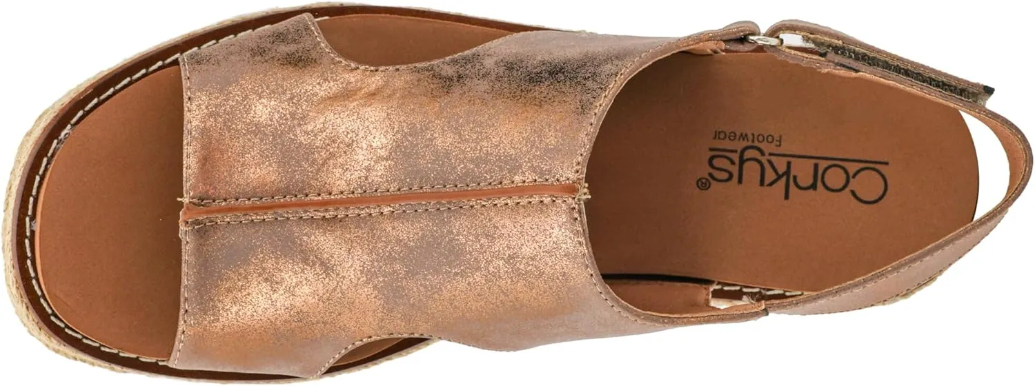 Corkys Footwear Women's Ready Or Not Wedge Sandals with 2-Inch Heel - Comfort-Enhancing EVA Insoles, Hook and Loop Closure, and Stylish Jute Wrapped Bottom Design