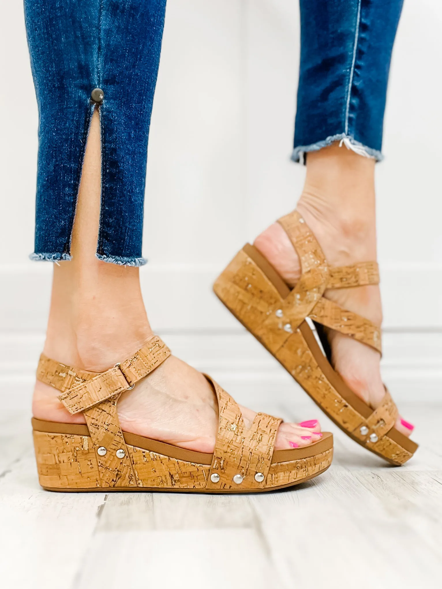 Corkys Keep It Casual Glitter Cork Wedge Sandals