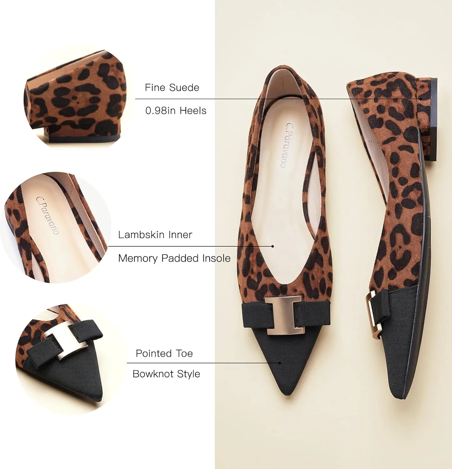 C.Paravano Women’s Flats I Flat for Women Leather I Pointed Toe Flats I Ballet Flats for Women I Slip on Dressy Flats