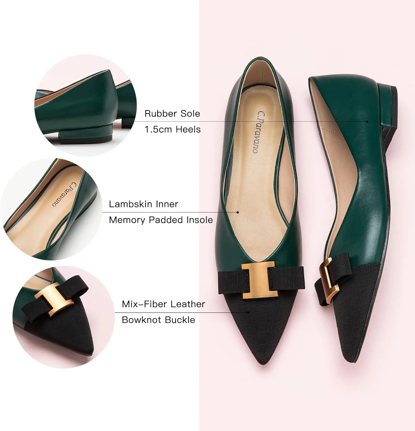 C.Paravano Women’s Flats I Flat for Women Leather I Pointed Toe Flats I Ballet Flats for Women I Slip on Dressy Flats