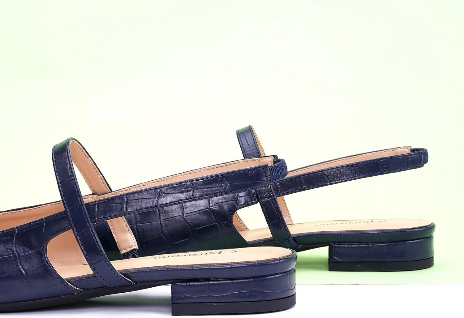 C.Paravano Women's Slingback Flats & Heels - Pointed Toe, Ankle Strap, Comfortable Leather Dress Shoes