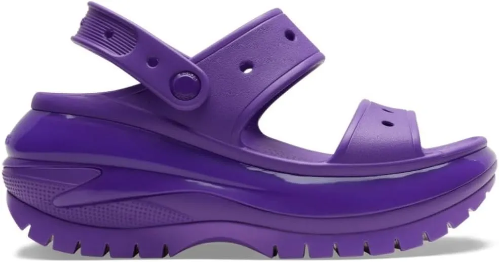 Crocs Unisex Classic Mega Crush Platform Sandals Wedge, Neon Purple, Numeric_6 US Men
