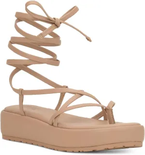 Cufflinks Inc. INC Womens Rexile Thong Strappy Flatform Sandals Tan 10 Medium (B,M), Nude Smooth