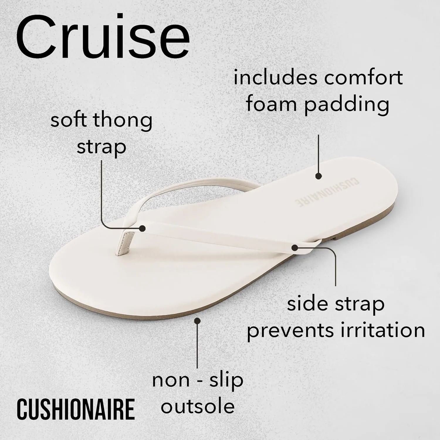 CUSHIONAIRE Cruise Women’s Minimalist Flip Flops – Ultra-Lightweight Summer Sandals with Non-Slip Sole