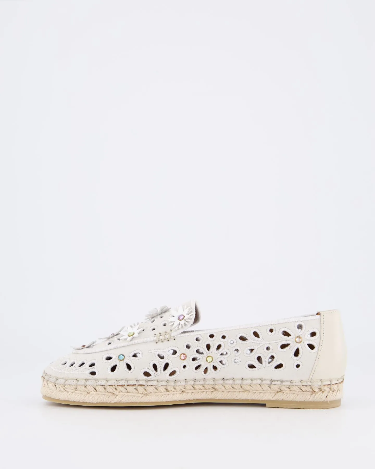 Dames Flower Espadrille Loafer Beige