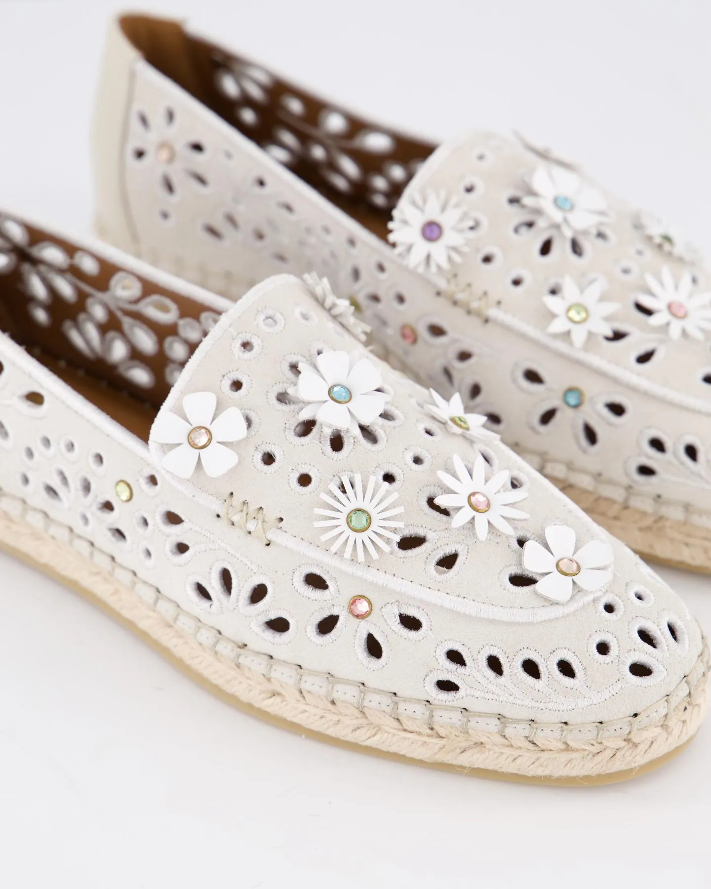 Dames Flower Espadrille Loafer Beige